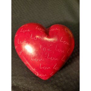 Vaneal Group Hand Carved Kisii Soapstone Red Large Heart Love Figure